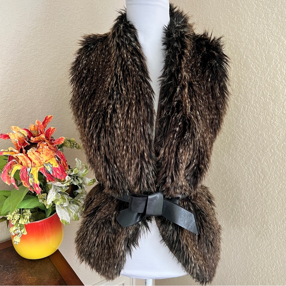 LUMA Faux Fur Belt Tie Vest